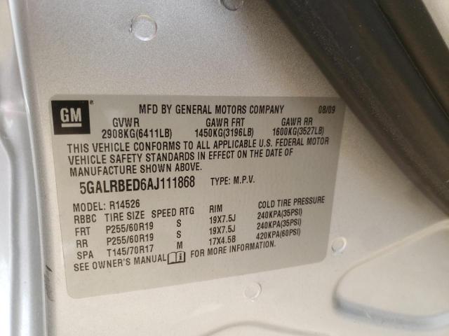 Photo 10 from auction – 2010 BUICK ENCLAVE CX with VIN 5GALRBED6AJ111868