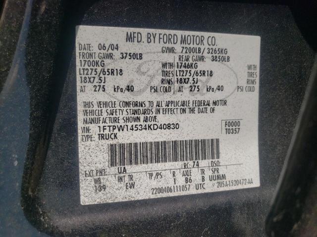 Photo 10 from auction – 2004 FORD F150 SUPER with VIN 1FTPW14534KD40830