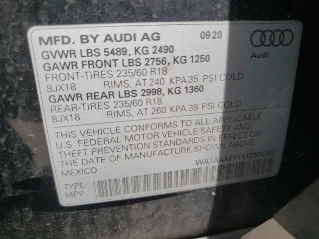 Photo 10 from auction – 2021 AUDI Q5 PREMIUM with VIN WA1AAAFY1M2004342
