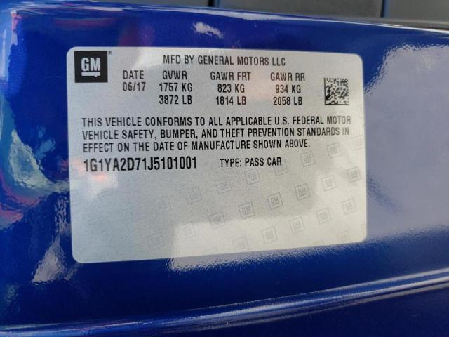 Photo 10 from auction – 2018 CHEVROLET CORVETTE S with VIN 1G1YA2D71J5101001