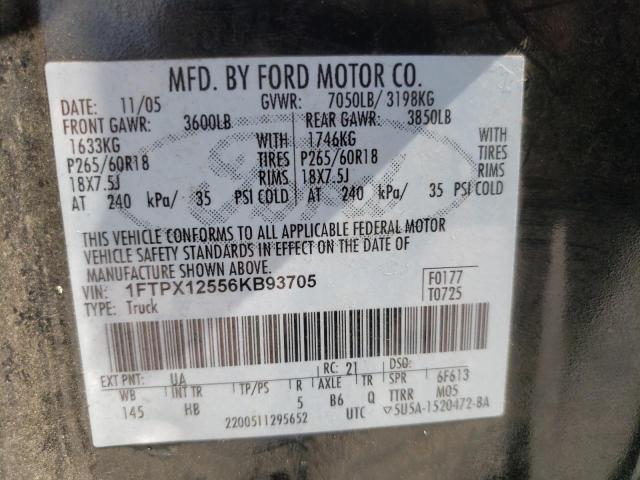 Photo 10 from auction – 2006 FORD F150 with VIN 1FTPX12556KB93705