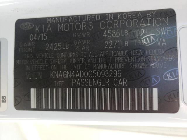 Zdjęcie 10 z aukcji – 2016 KIA OPTIMA HYB z VIN KNAGN4AD0G5093296