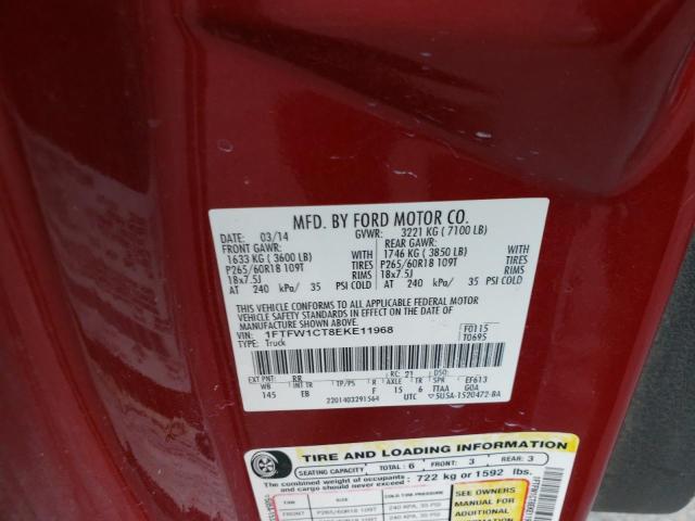 Photo 10 from auction – 2014 FORD F150 SUPER with VIN 1FTFW1CT8EKE11968