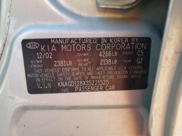 Photo 10 from auction – 2003 KIA OPTIMA LX with VIN KNAGD128X35221525