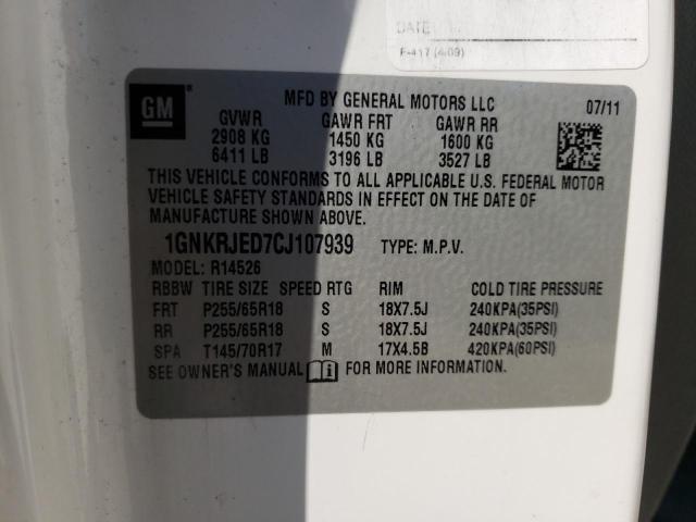 Photo 10 from auction – 2012 CHEVROLET TRAVERSE L with VIN 1GNKRJED7CJ107939