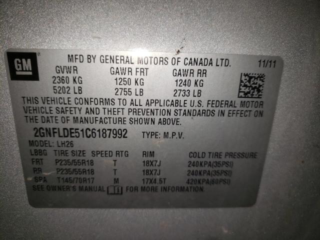 Photo 10 from auction – 2012 CHEVROLET EQUINOX LT with VIN 2GNFLDE51C6187992