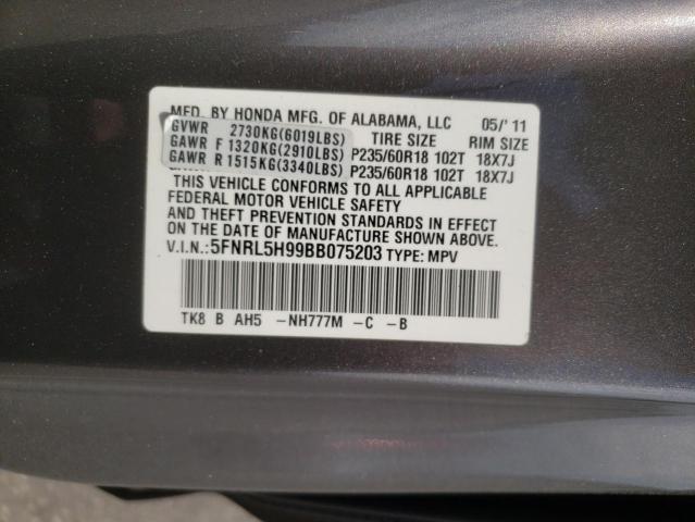 Photo 10 from auction – 2011 HONDA ODYSSEY TO with VIN 5FNRL5H99BB075203