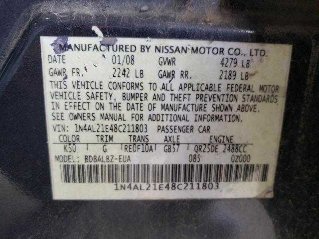 Photo 10 from auction – 2008 NISSAN ALTIMA 2.5 with VIN 1N4AL21E48C211803