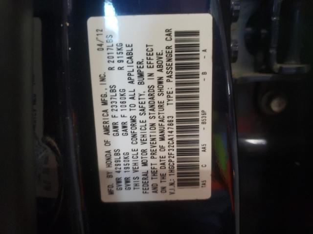 Photo 10 from auction – 2012 HONDA ACCORD LX with VIN 1HGCP2F32CA147863
