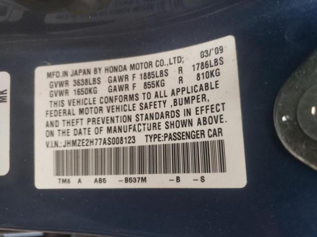 Photo 10 from auction – 2010 HONDA INSIGHT EX with VIN JHMZE2H77AS008123