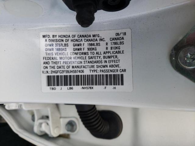 Photo 10 from auction – 2018 HONDA CIVIC LX with VIN 2HGFC2F59JH597406