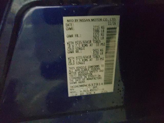 Photo 10 from auction – 2017 NISSAN PATHFINDER with VIN 5N1DR2MM0HC637914