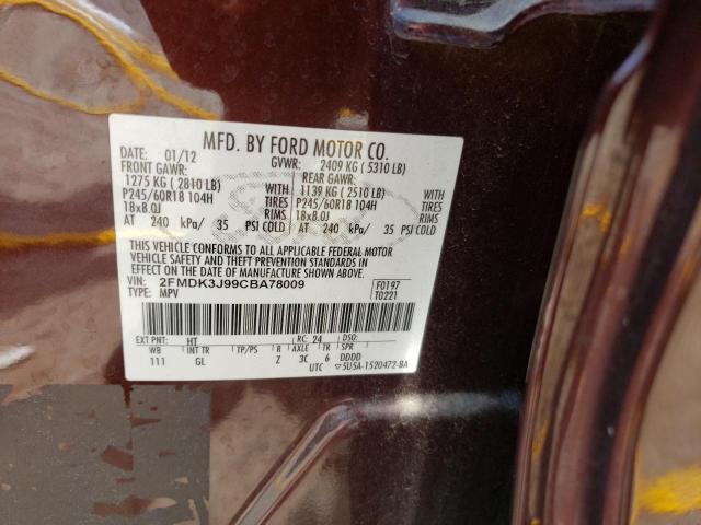 Photo 10 from auction – 2012 FORD EDGE SEL with VIN 2FMDK3J99CBA78009