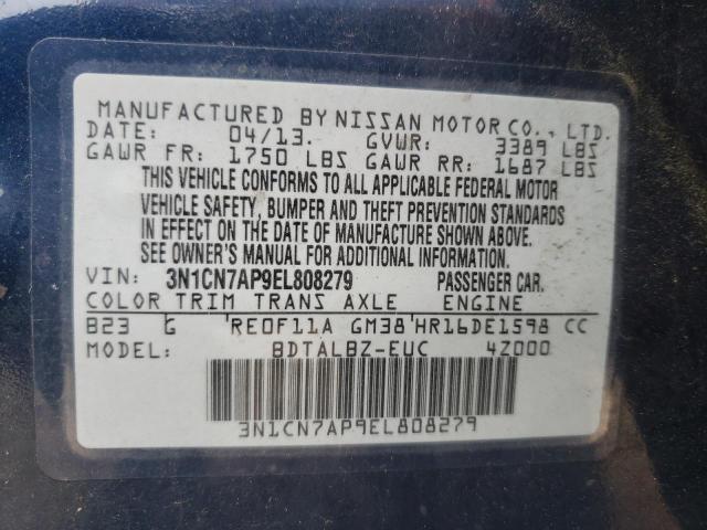 Photo 10 from auction – 2014 NISSAN VERSA S with VIN 3N1CN7AP9EL808279