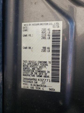 Photo 10 from auction – 2016 NISSAN MAXIMA 3.5 with VIN 1N4AA6AP0GC437771
