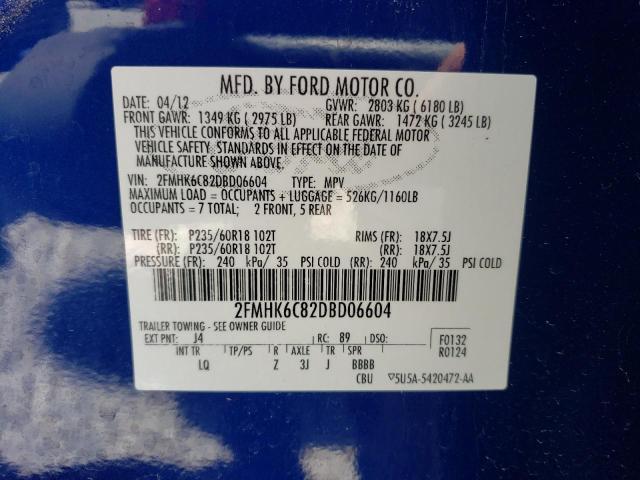 Photo 10 from auction – 2013 FORD FLEX SEL with VIN 2FMHK6C82DBD06604