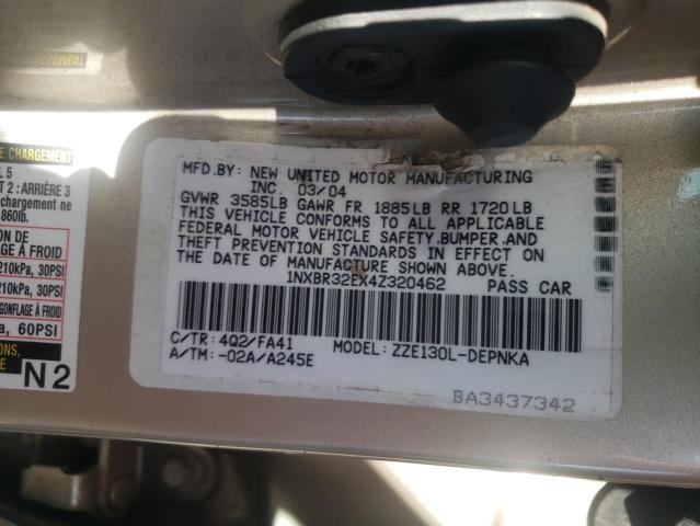 Photo 10 from auction – 2004 TOYOTA COROLLA CE with VIN 1NXBR32EX4Z320462