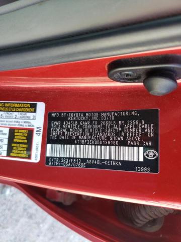 Photo 10 from auction – 2011 TOYOTA CAMRY BASE with VIN 4T1BF3EK0BU138180