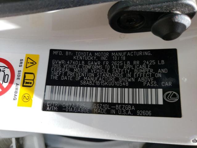 Photo 10 from auction – 2019 LEXUS ES 350 with VIN 58ABZ1B15KU010548