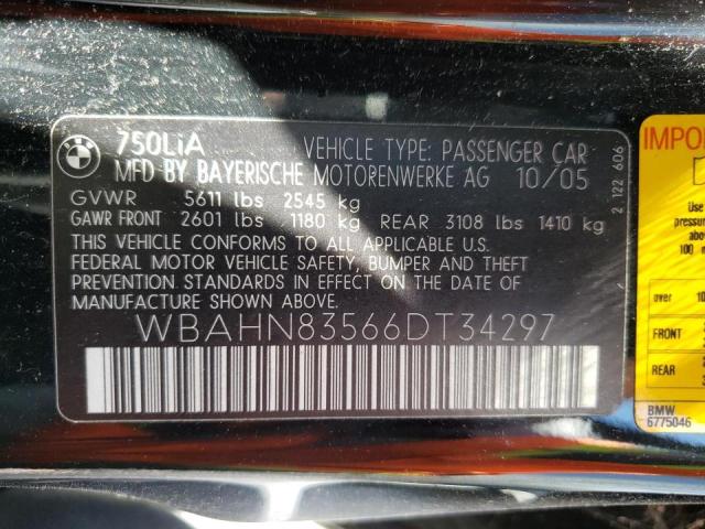 Photo 10 from auction – 2006 BMW 750 LI with VIN WBAHN83566DT34297