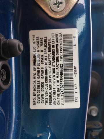 Photo 10 from auction – 2015 HONDA CIVIC LX with VIN 19XFB2F57FE096602