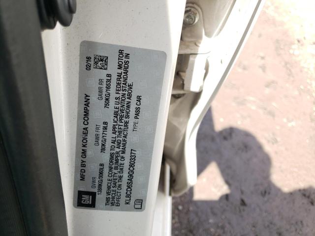 Photo 10 from auction – 2016 CHEVROLET SPARK 1LT with VIN KL8CD6SA9GC603377