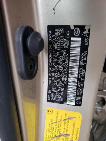 Photo 10 from auction – 2004 LEXUS ES 330 with VIN JTHBA30G245036526