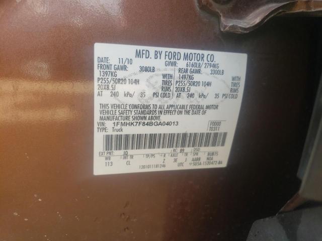 Photo 10 from auction – 2011 FORD EXPLORER L with VIN 1FMHK7F84BGA04013