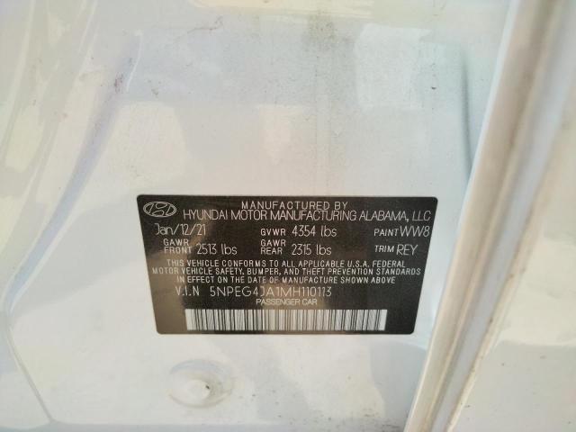 Photo 10 from auction – 2021 HYUNDAI SONATA SE with VIN 5NPEG4JA1MH110113