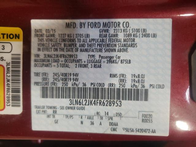 Photo 10 from auction – 2015 LINCOLN MKZ with VIN 3LN6L2JK4FR628953