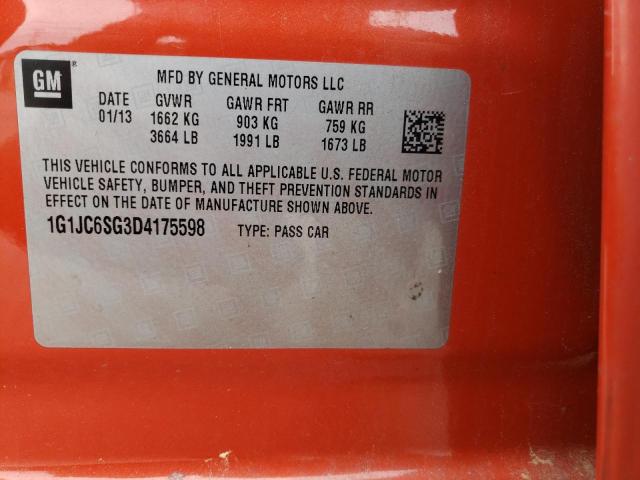 Photo 10 from auction – 2013 CHEVROLET SONIC LT with VIN 1G1JC6SG3D4175598