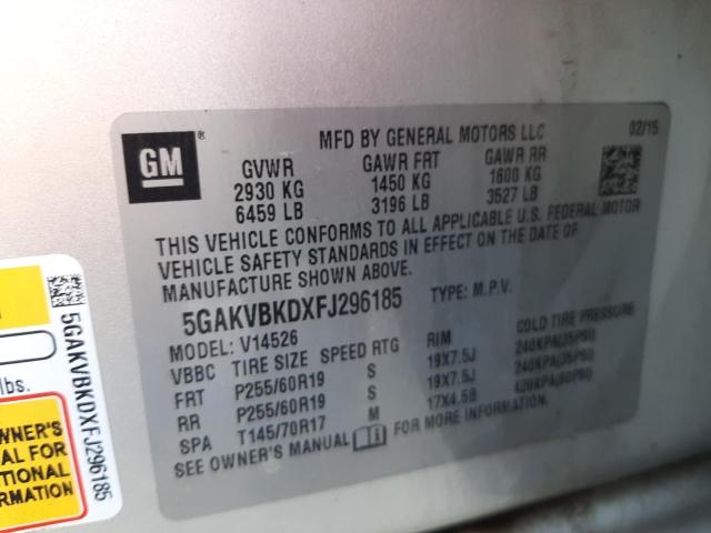 Photo 10 from auction – 2015 BUICK ENCLAVE with VIN 5GAKVBKDXFJ296185