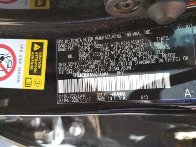 Photo 10 from auction – 2010 TOYOTA HIGHLANDER with VIN 5TDJK3EH1AS014583