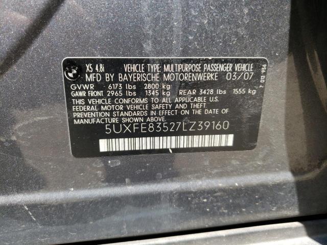 Photo 10 from auction – 2007 BMW X5 4.8I with VIN 5UXFE83527LZ39160