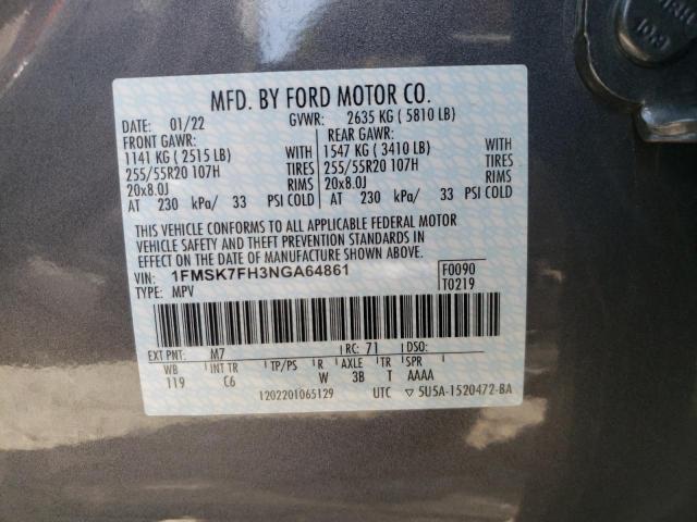 Photo 10 from auction – 2022 FORD EXPLORER L with VIN 1FMSK7FH3NGA64861