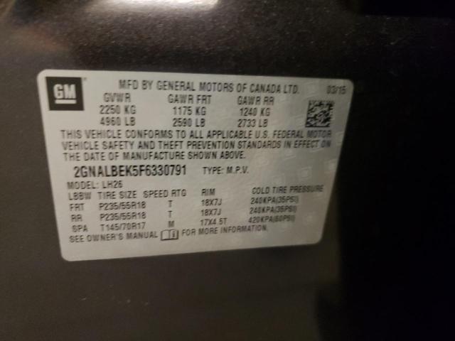 Photo 10 from auction – 2015 CHEVROLET EQUINOX LT with VIN 2GNALBEK5F6330791