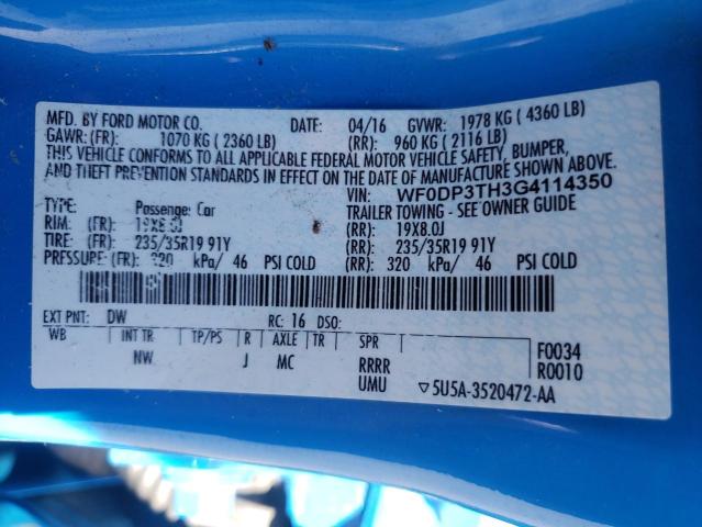 Photo 10 from auction – 2016 FORD FOCUS RS with VIN WF0DP3TH3G4114350