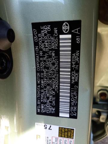 Photo 10 from auction – 2007 TOYOTA PRIUS with VIN JTDKB20U277639211