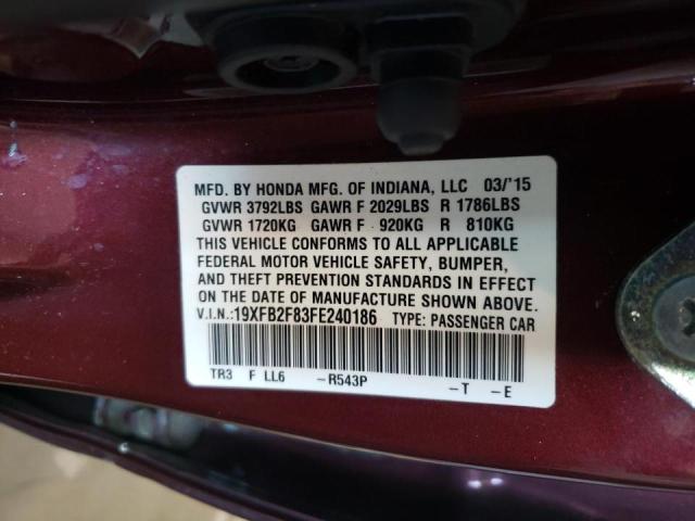 Photo 10 from auction – 2015 HONDA CIVIC EX with VIN 19XFB2F83FE240186
