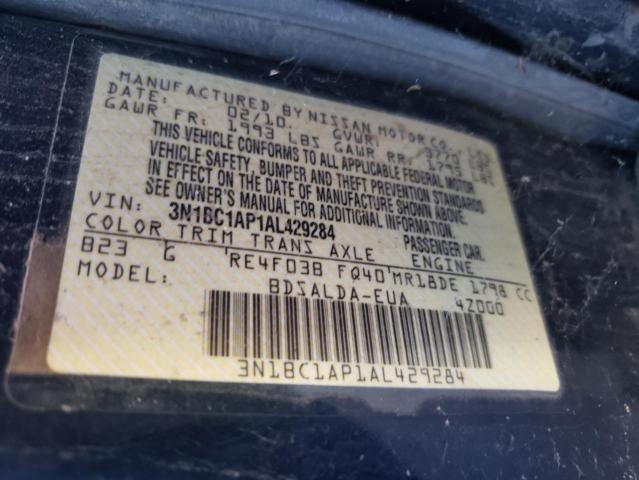 Снимка 10 от търг – 2010 NISSAN VERSA S/SL с VIN 3N1BC1AP1AL429284