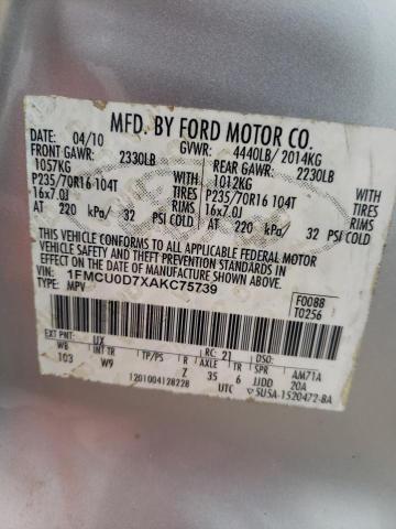 Photo 10 from auction – 2010 FORD ESCAPE XLT with VIN 1FMCU0D7XAKC75739