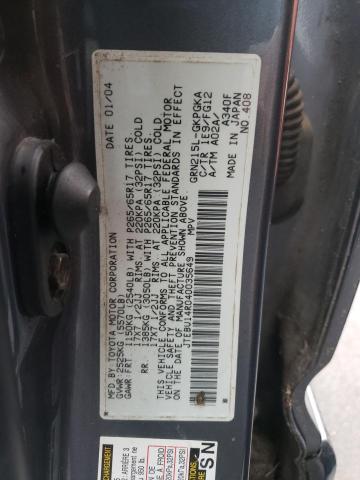 Photo 10 from auction – 2004 TOYOTA 4RUNNER SR with VIN JTEBU14R040035649