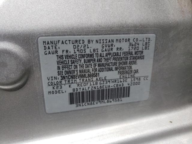 Photo 10 from auction – 2021 NISSAN VERSA SV with VIN 3N1CN8EV9ML869581
