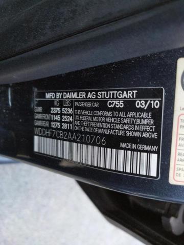 Photo 10 from auction – 2010 MERCEDES-BENZ E 550 with VIN WDDHF7CB2AA210706