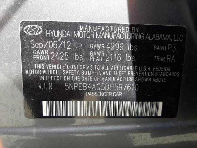 Photo 10 from auction – 2013 HYUNDAI SONATA GLS with VIN 5NPEB4AC5DH597610