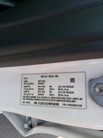 Photo 10 from auction – 2021 TESLA MODEL 3 with VIN 5YJ3E1EA7MF940308