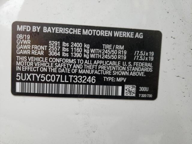 Photo 10 from auction – 2020 BMW X3 XDRIVE3 with VIN 5UXTY5C07LLT33246