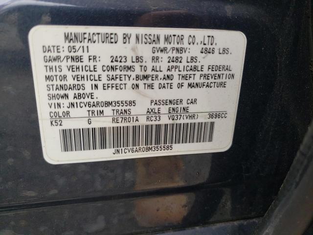 Photo 10 from auction – 2011 INFINITI G37 with VIN JN1CV6AR0BM355585