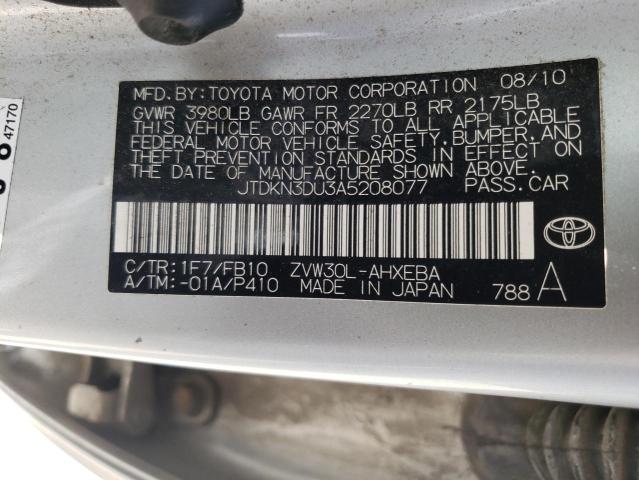 Photo 10 from auction – 2010 TOYOTA PRIUS with VIN JTDKN3DU3A5208077