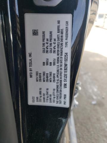Photo 10 from auction – 2022 TESLA MODEL 3 with VIN 5YJ3E1EB2NF192254